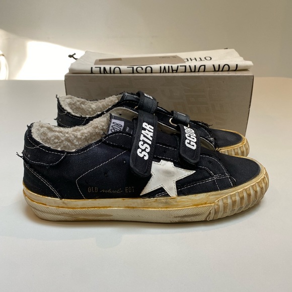 Golden Goose High Old School Classic Canvas Black Sneaker Shearling sz 40 NIB - Picture 3 of 13